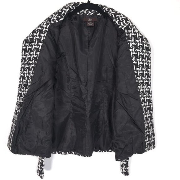 Anthropologie LUII Women's Jacket LARGE Black White Gray Boucle Belted Textured - Picture 7 of 11